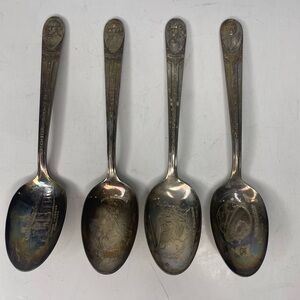 4 Wm Rogers Presidential Spoons Silver Plate  IS Washington Kennedy Jefferson